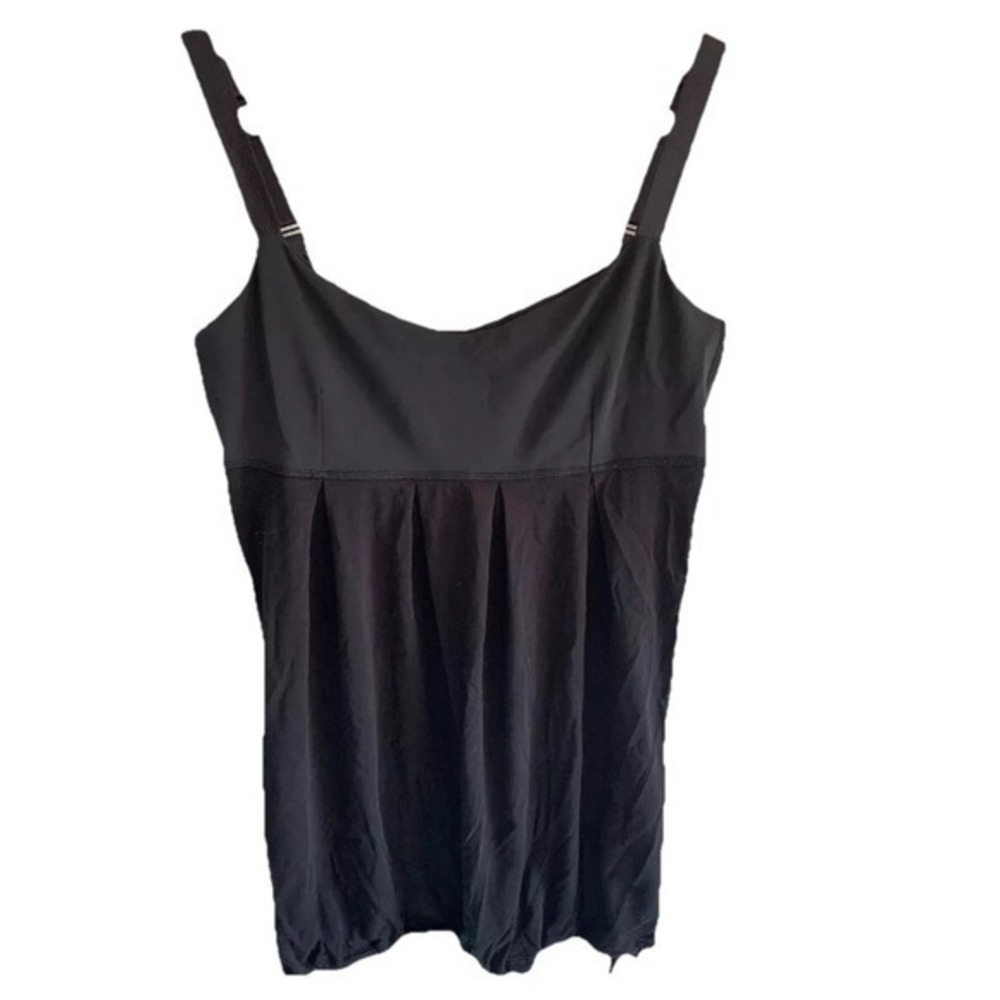 Lululemon Pleated Shelf Bra Tank Top Black Size 4 Adjustable Straps Cinched Hem - Picture 2 of 7